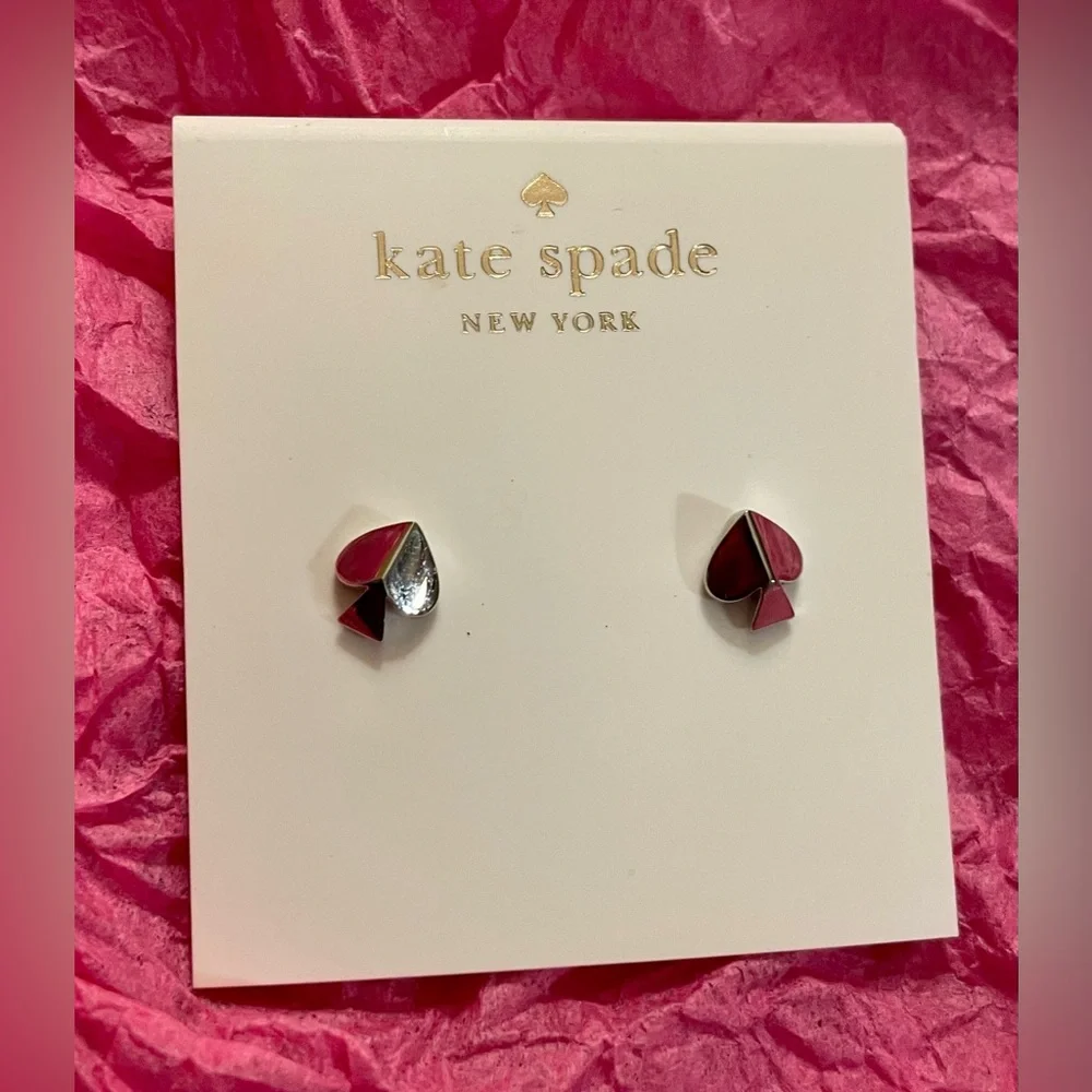 Kate Spade - Legacy Logo Stud Earrings | Silver - New - Comes W/ Kate Spade Bag